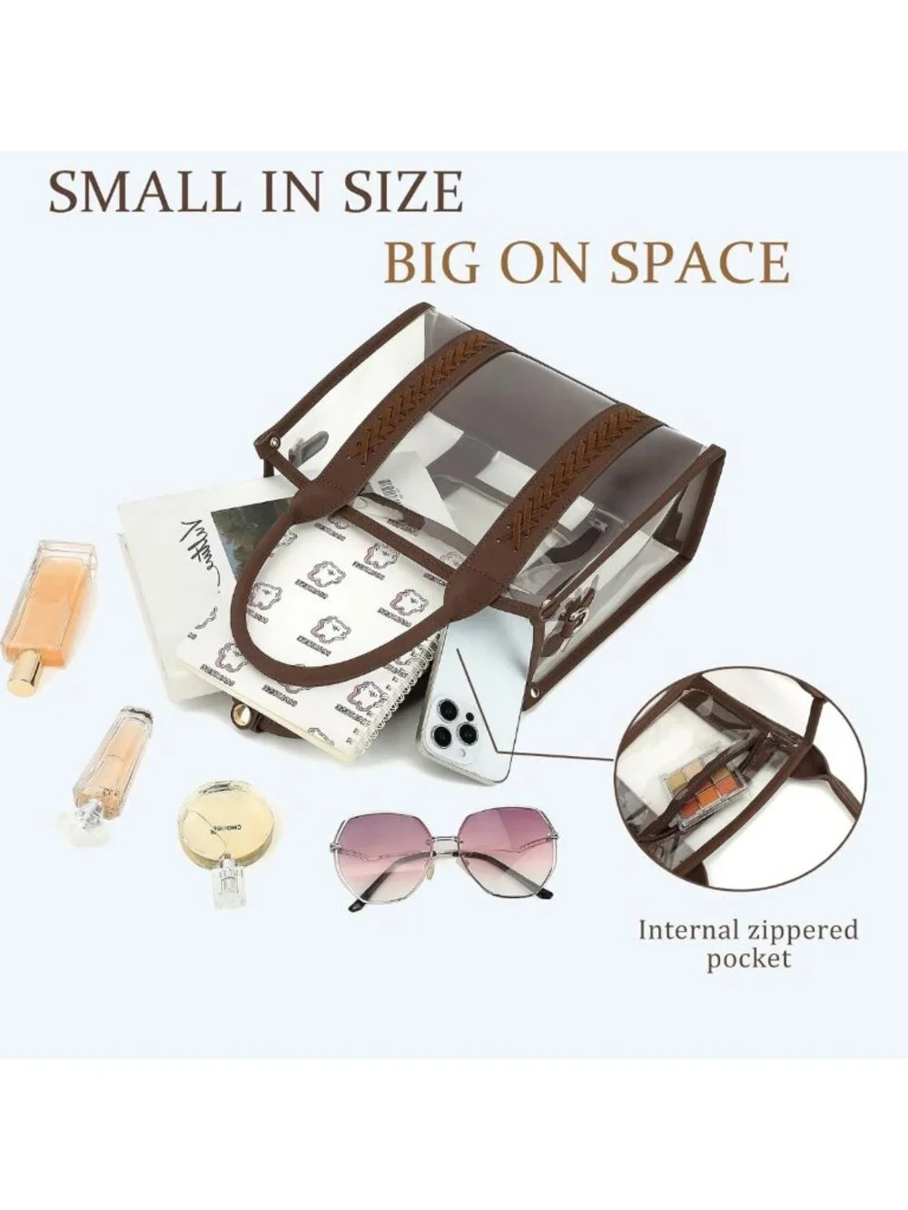 Stylish Clear Tote Bag for Stadiums, Concerts & Beach - Transparent Crossbody